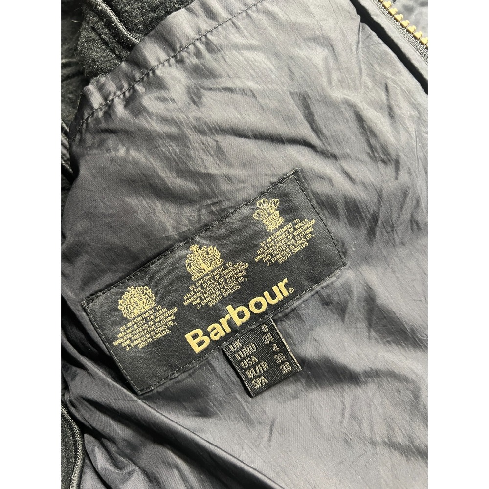 Barbour Cavalry Polarquilt Quilted Jacket Black Button Fleece Lined Women Sz 4 - Picture 5 of 9